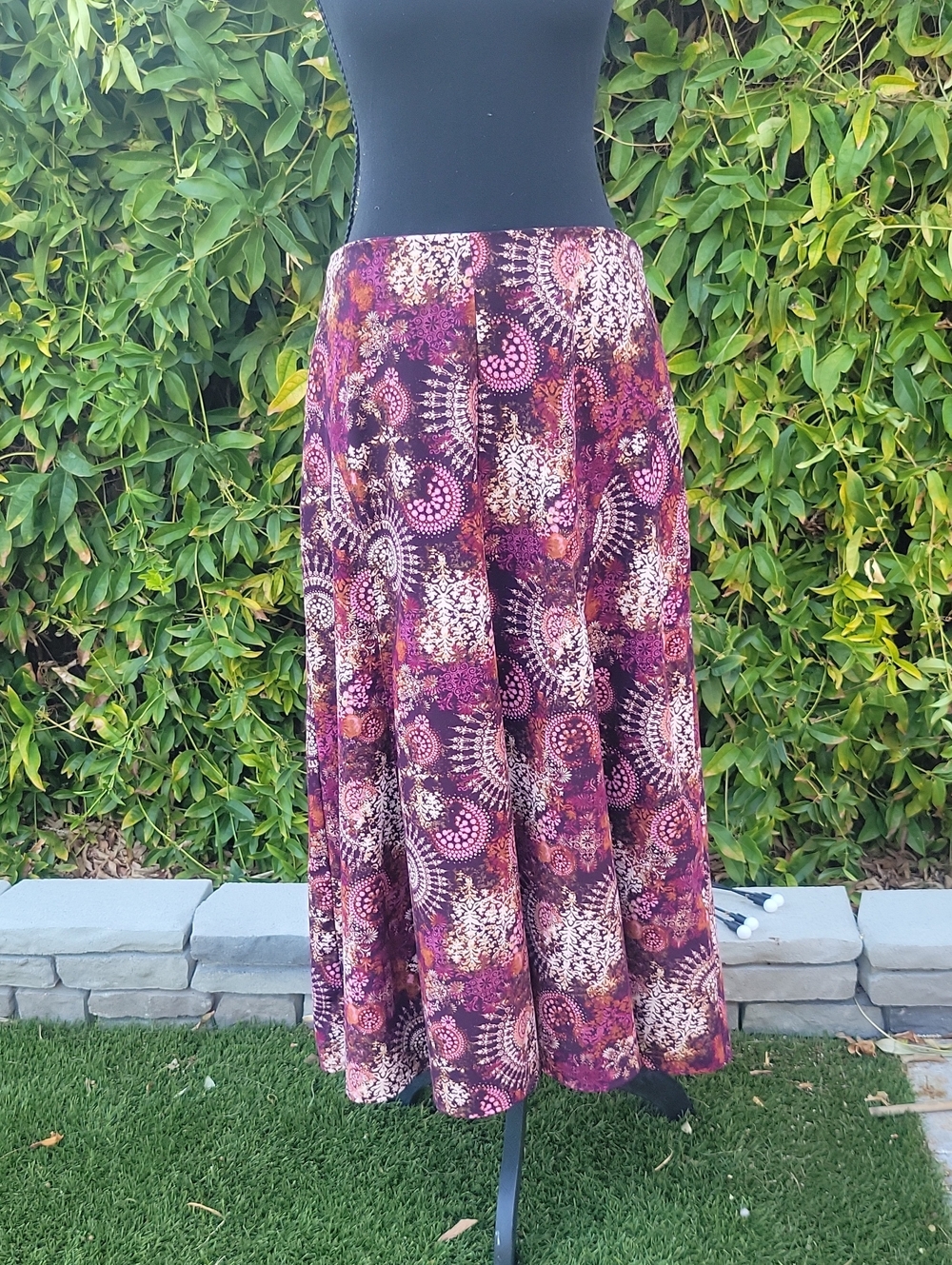 Christopher & Banks Purple Floral Medallion Maxi Skirt